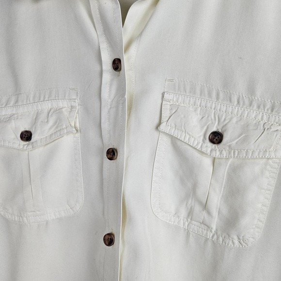 Marine Layer Cheyenne Tencel Relaxed Utility Shirt S Soft White Long Sleeve - Picture 5 of 9